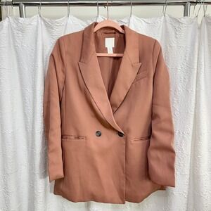 Double Breasted Structured Blazer Small Confident Power‎ Dressing Blush Oversize